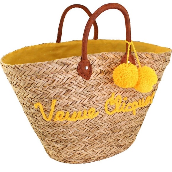 Veuve Clicquot Shopping Bag Market Basket with brown Leather-Handles - Picture 1 of 2
